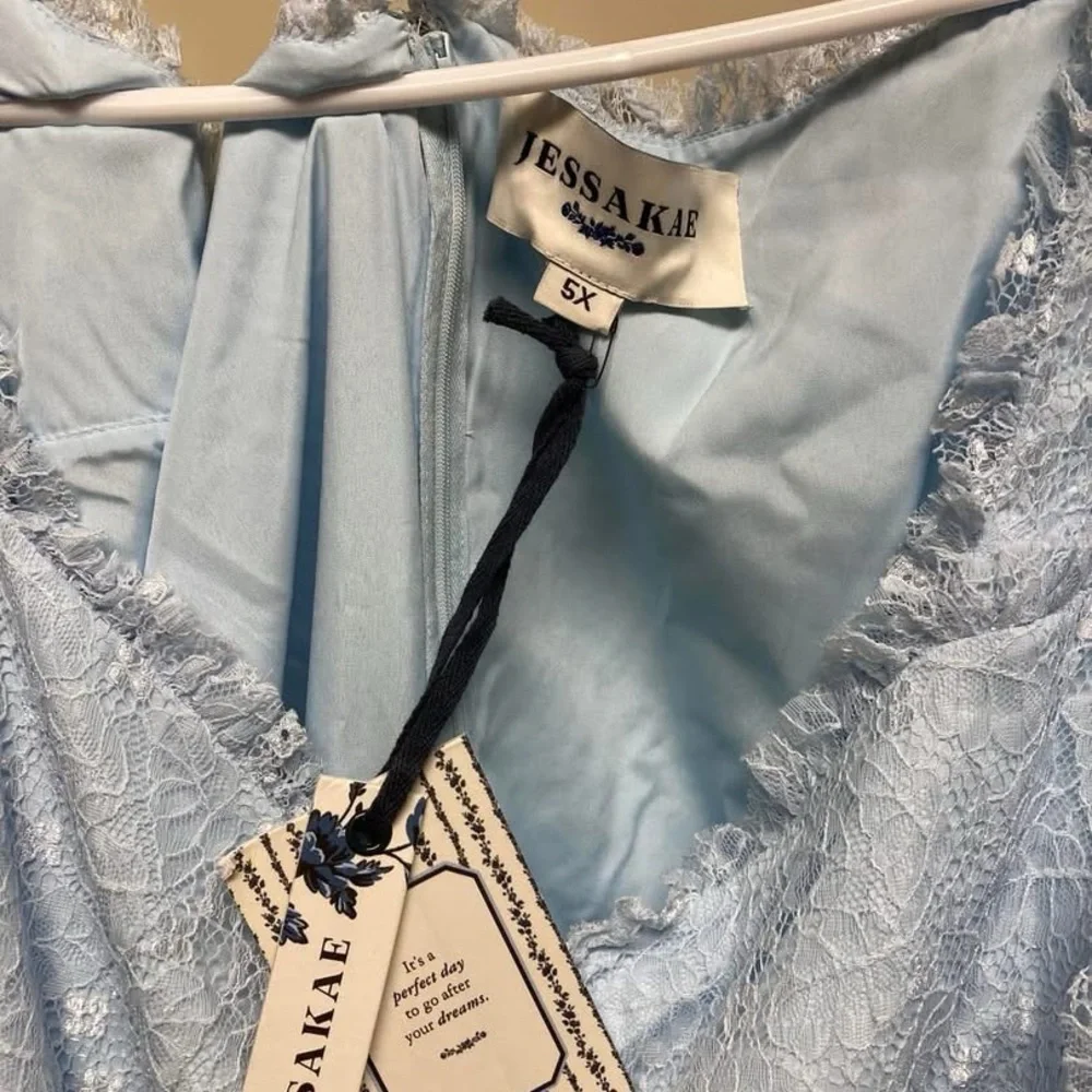 JessaKae Blue Ruffle Tiered Lace Midi Dress Size 5X Mia Disney Bound Tea NWT - Picture 6 of 6